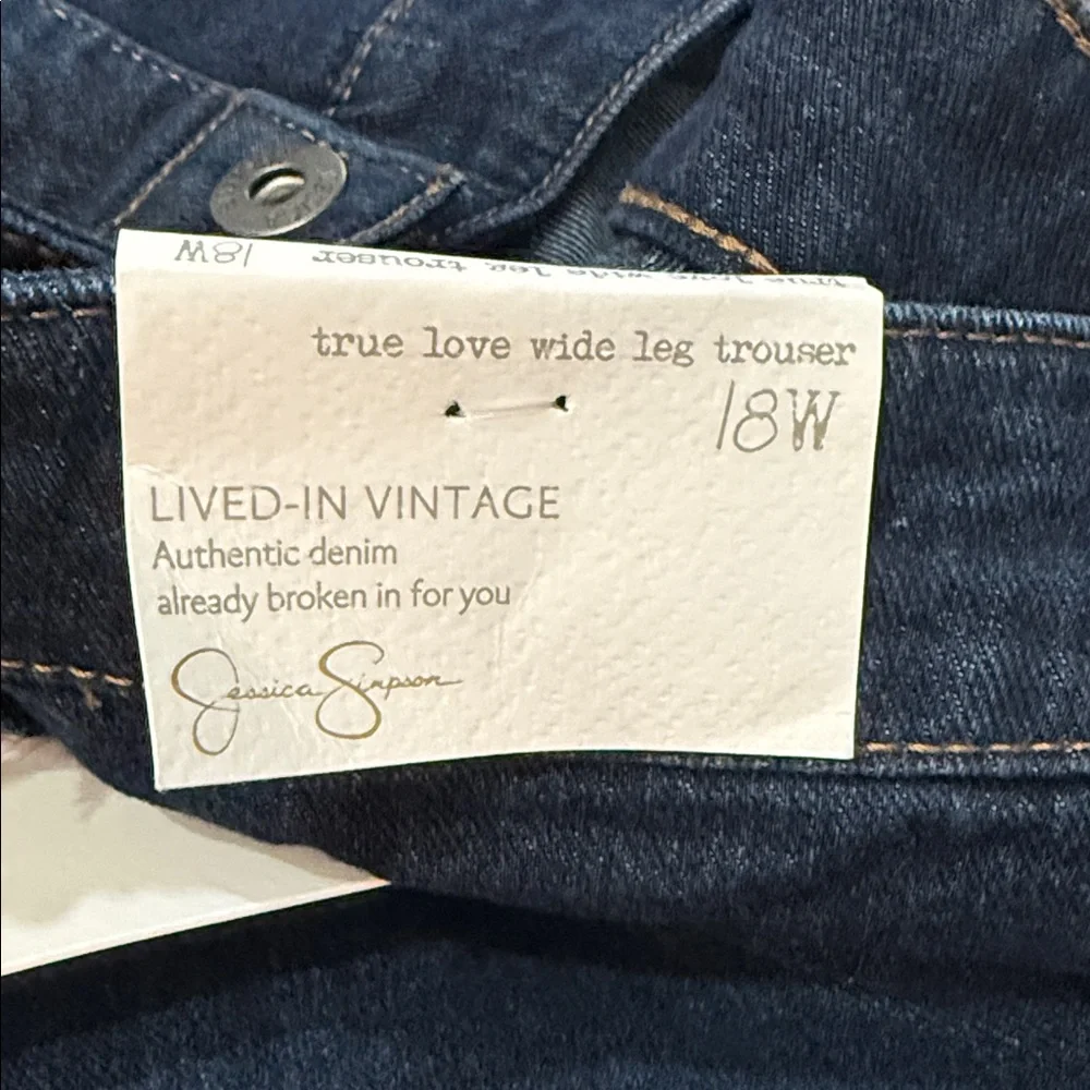 NWT Jessica Simpson “True Love” Women's Dark Blue High Rise Wide Leg Jeans 18W - Picture 6 of 10